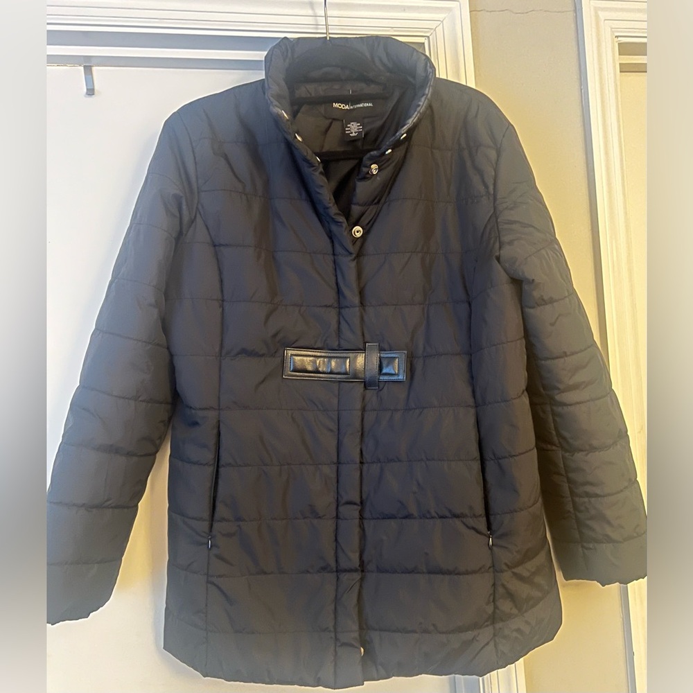 Moda International Black Quilted Puffer Coat